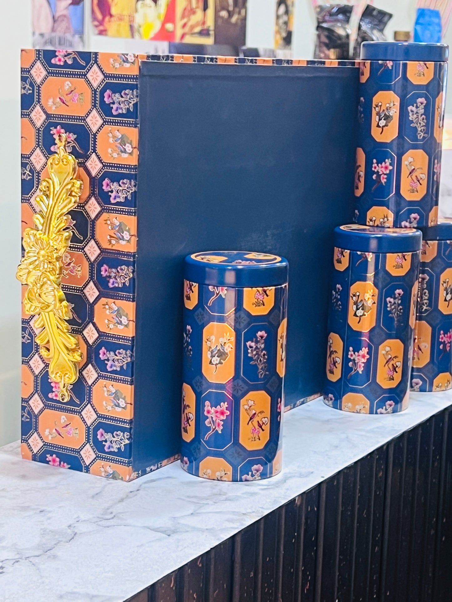 Dry Fruit Box with steel Jar ( Blue)